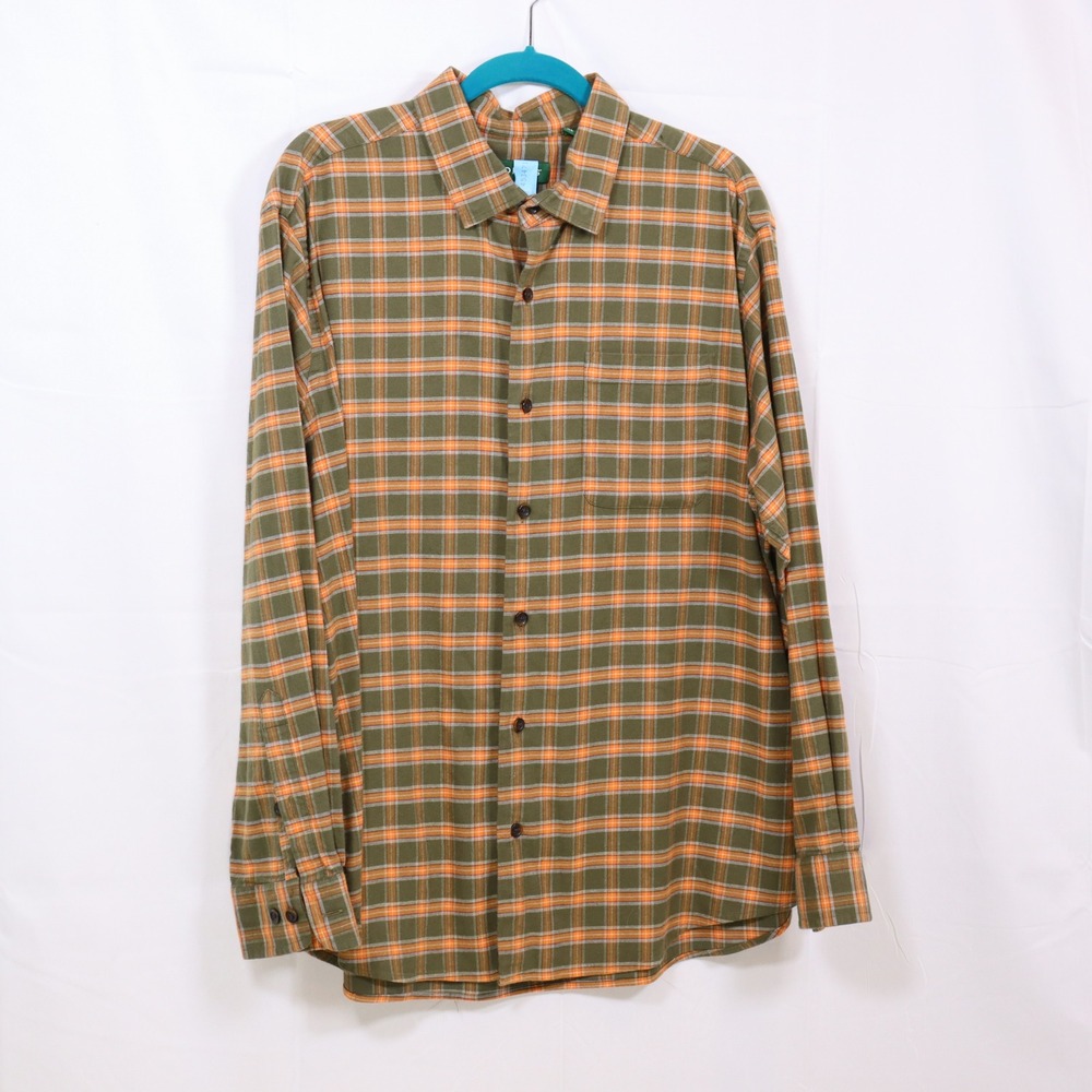 Orvis Plaid Button Up XL Green Mens Wool Blend Long Sleeve Shirt